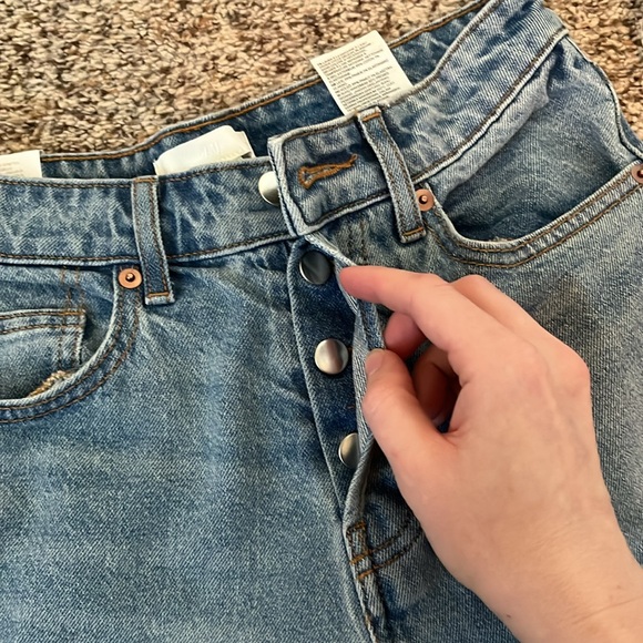 High Waist Straight Jeans w/ button fly - Picture 6 of 14